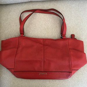 Red leather COACH purse